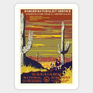 Retro WPA Poster of Sagurao National Park Reimagined for the Future with Climate Change Sticker